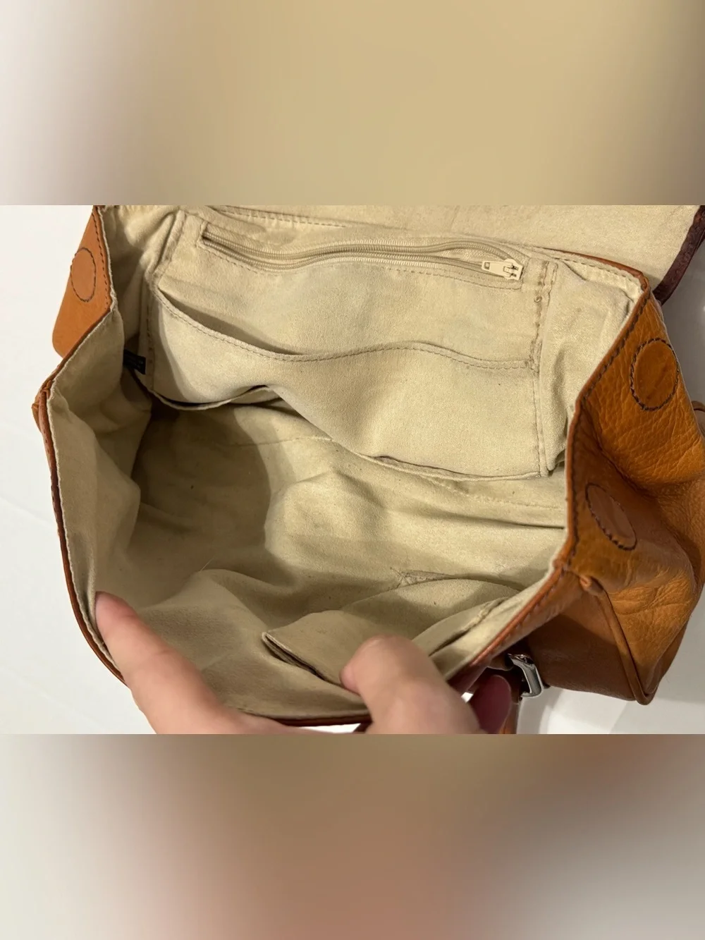 Leather Shoulder Bag in Cognac Brown - Women's Handbag